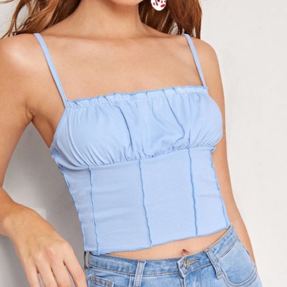 blue scrunched top from shein